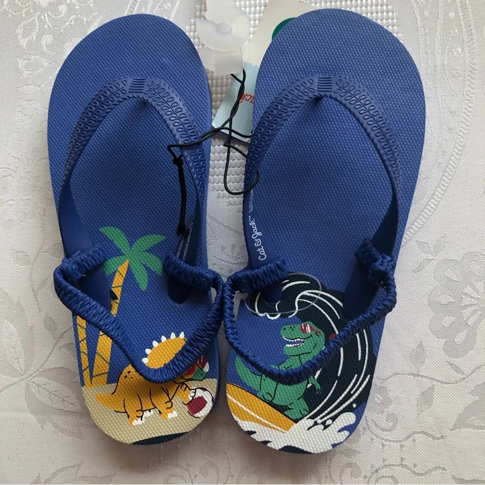 Cat & Jack Toddlers Boys Size XL (11/12) Navy Blue Flip Flops Shoes NWT Sandals